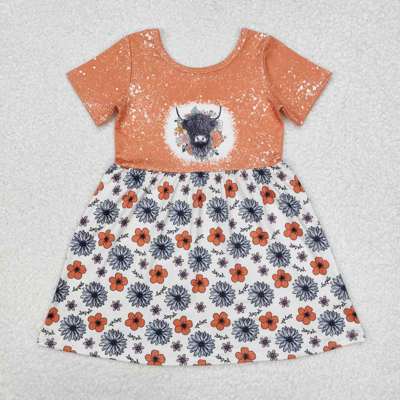floral Cow print Girls dress