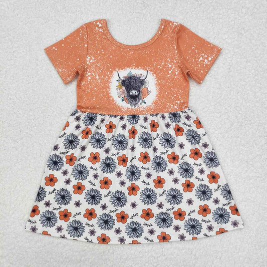 floral Cow print Girls dress