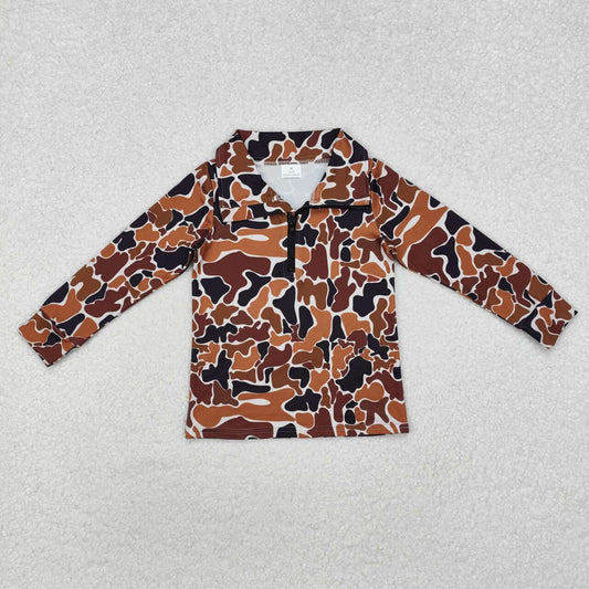 brown Camo print Long Sleeve Pullover