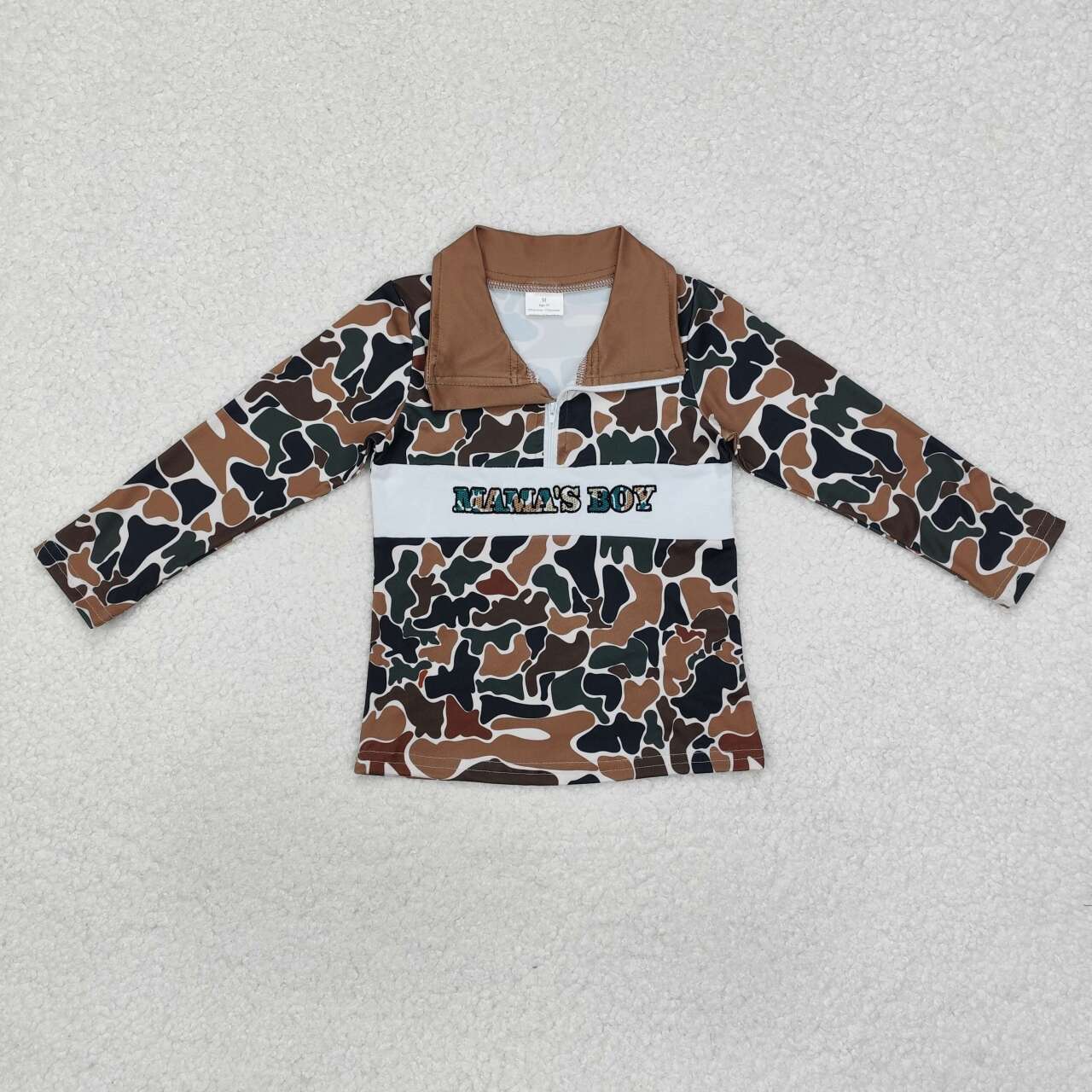 Camo embroidery MAMA 's Boy Long Sleeve Pullover