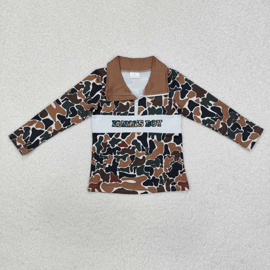 Camo embroidery MAMA 's Boy Long Sleeve Pullover