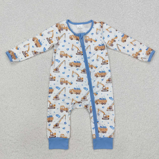 Valentine's Day Truck Baby Romper With zipper