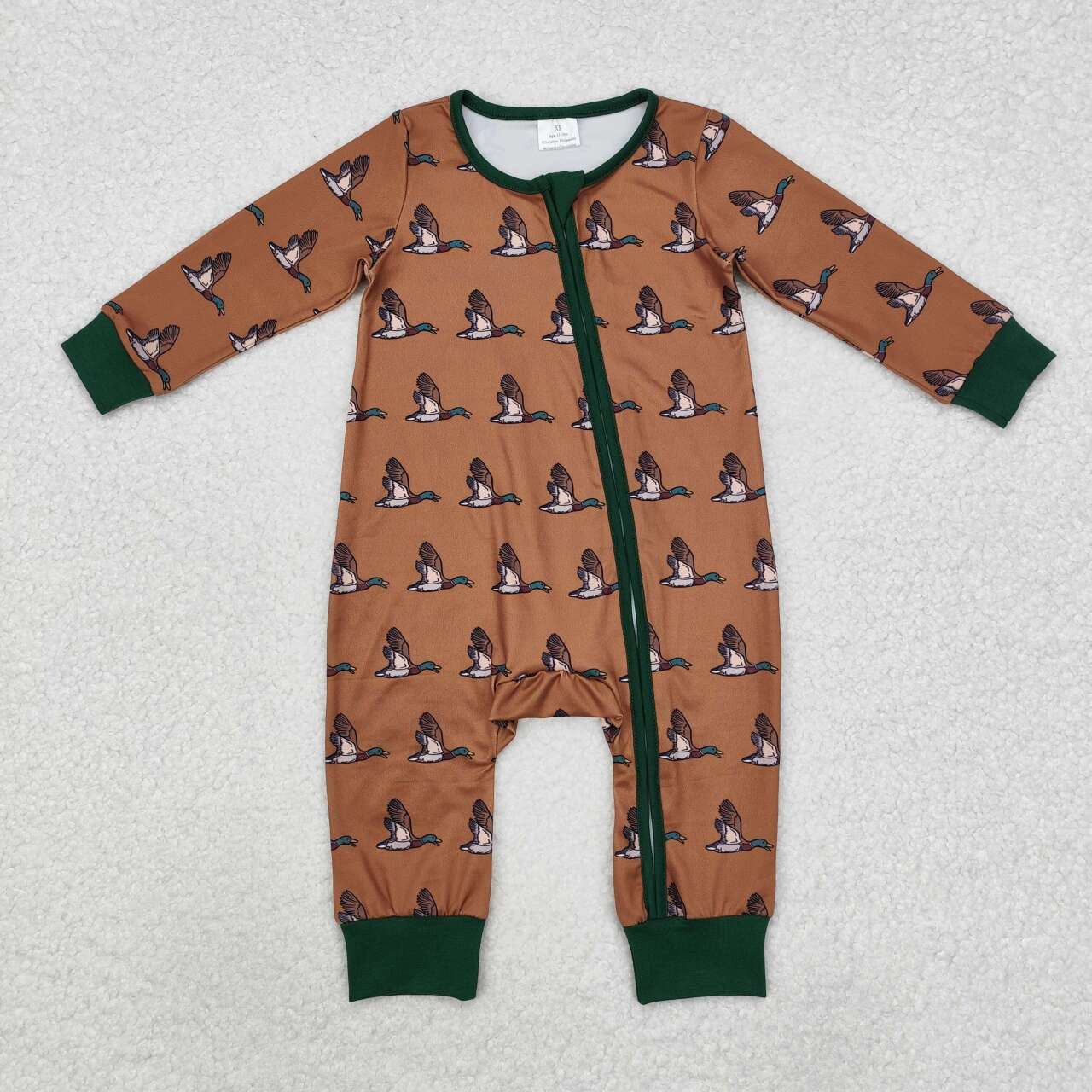 Brown Duck Baby Romper With zipper
