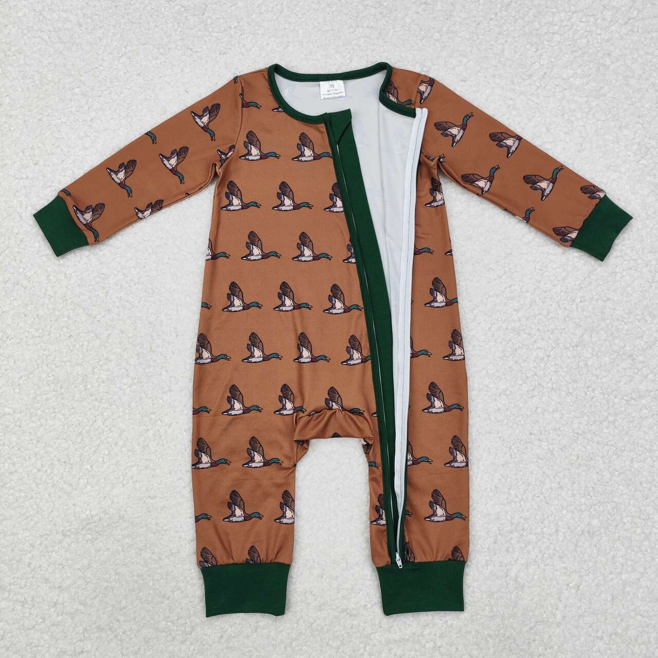 Brown Duck Baby Romper With zipper