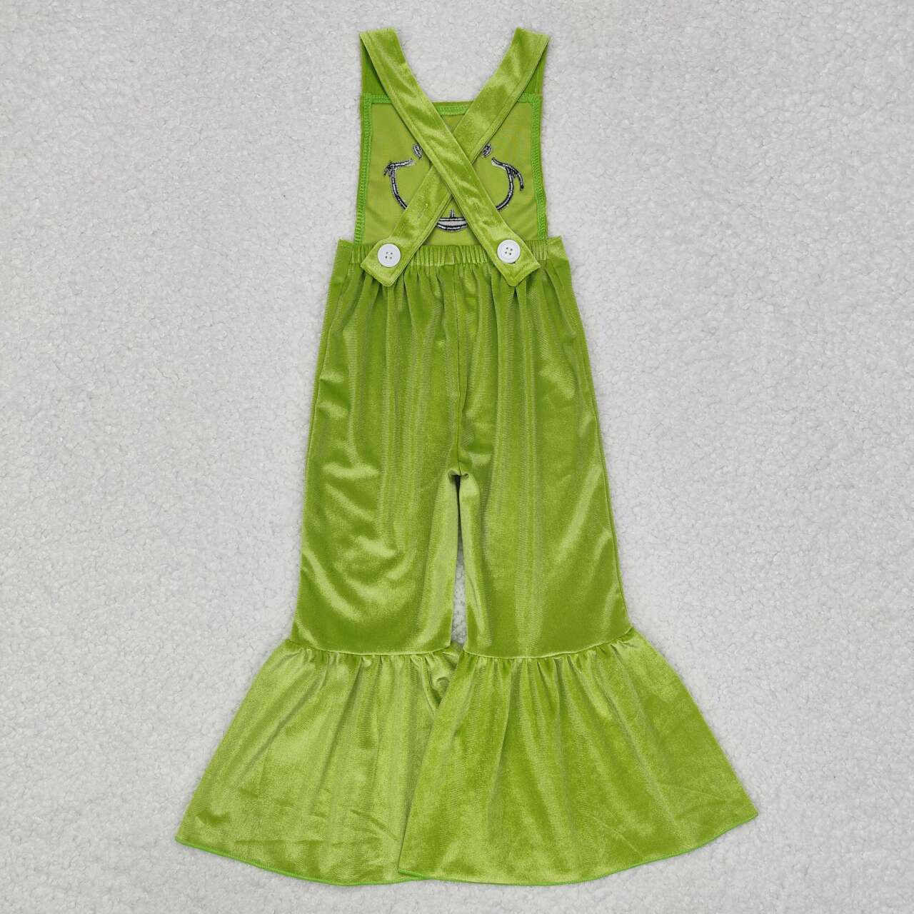 Christmas Green Velvet Cartoon Jumpsuit