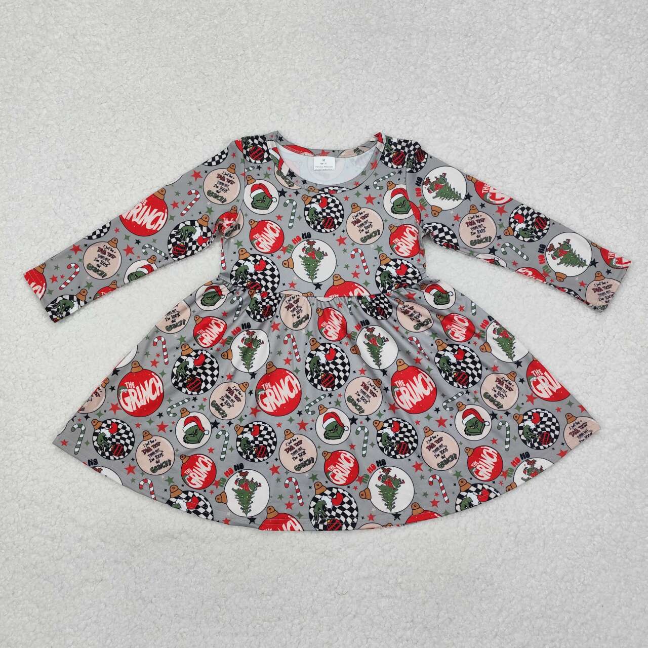 Christmas Dress Print Long Sleeve Girls Dress
