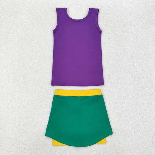 Mardi Gras purple Print sports skirt