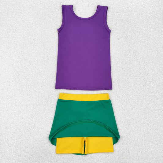 Mardi Gras purple Print sports skirt