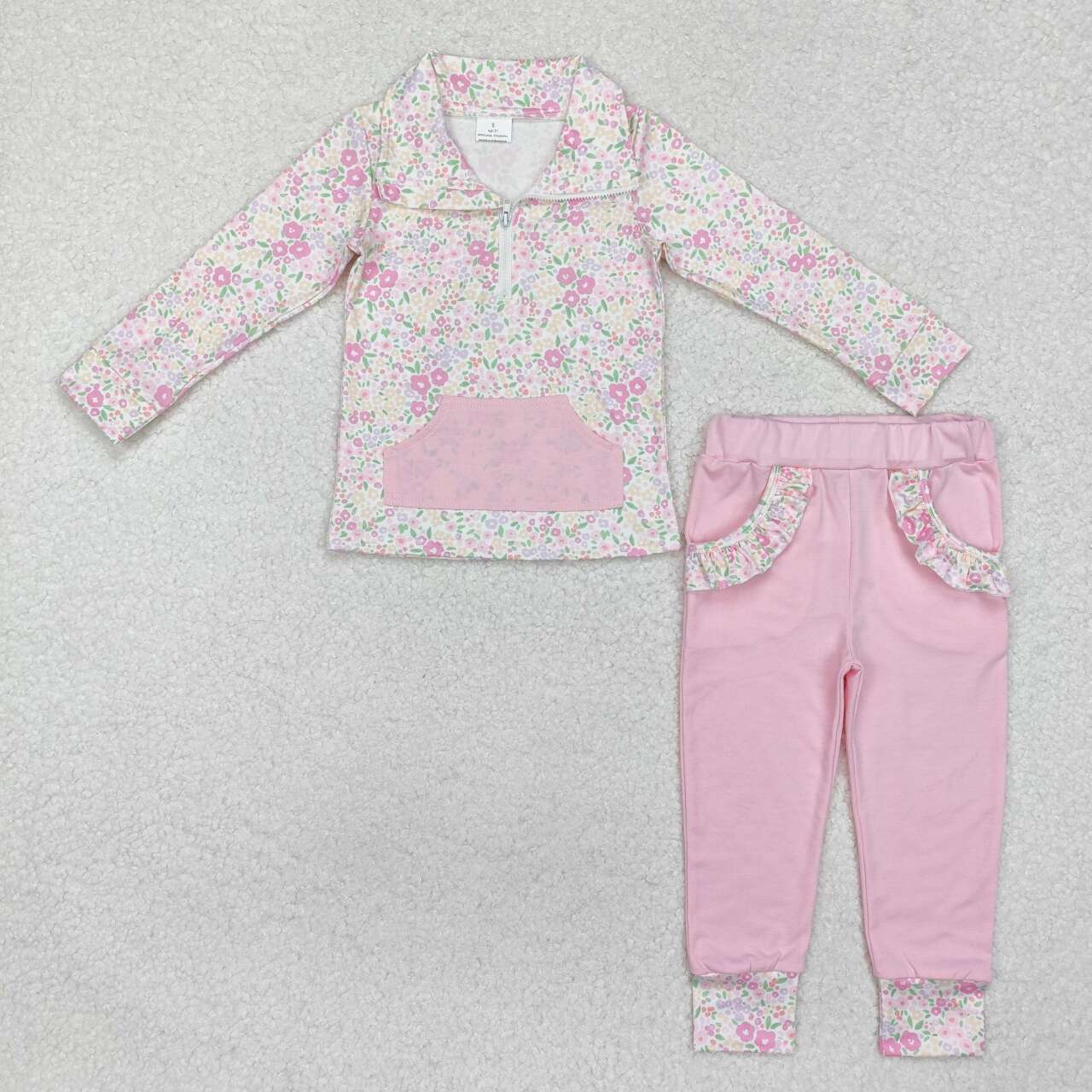 Pink floral long sleeve Girls Set