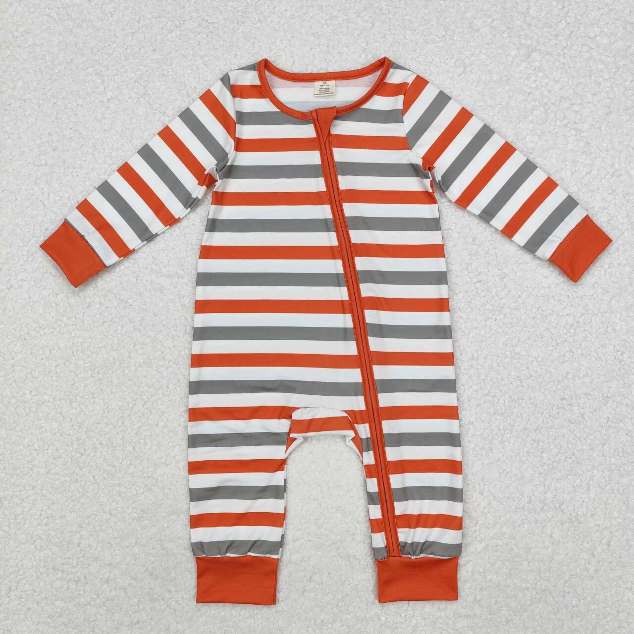 Orange Grey print Baby Romper With zipper( material contains bamboo