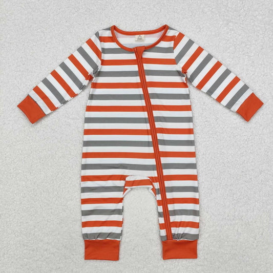 Orange Grey print Baby Romper With zipper( material contains bamboo
