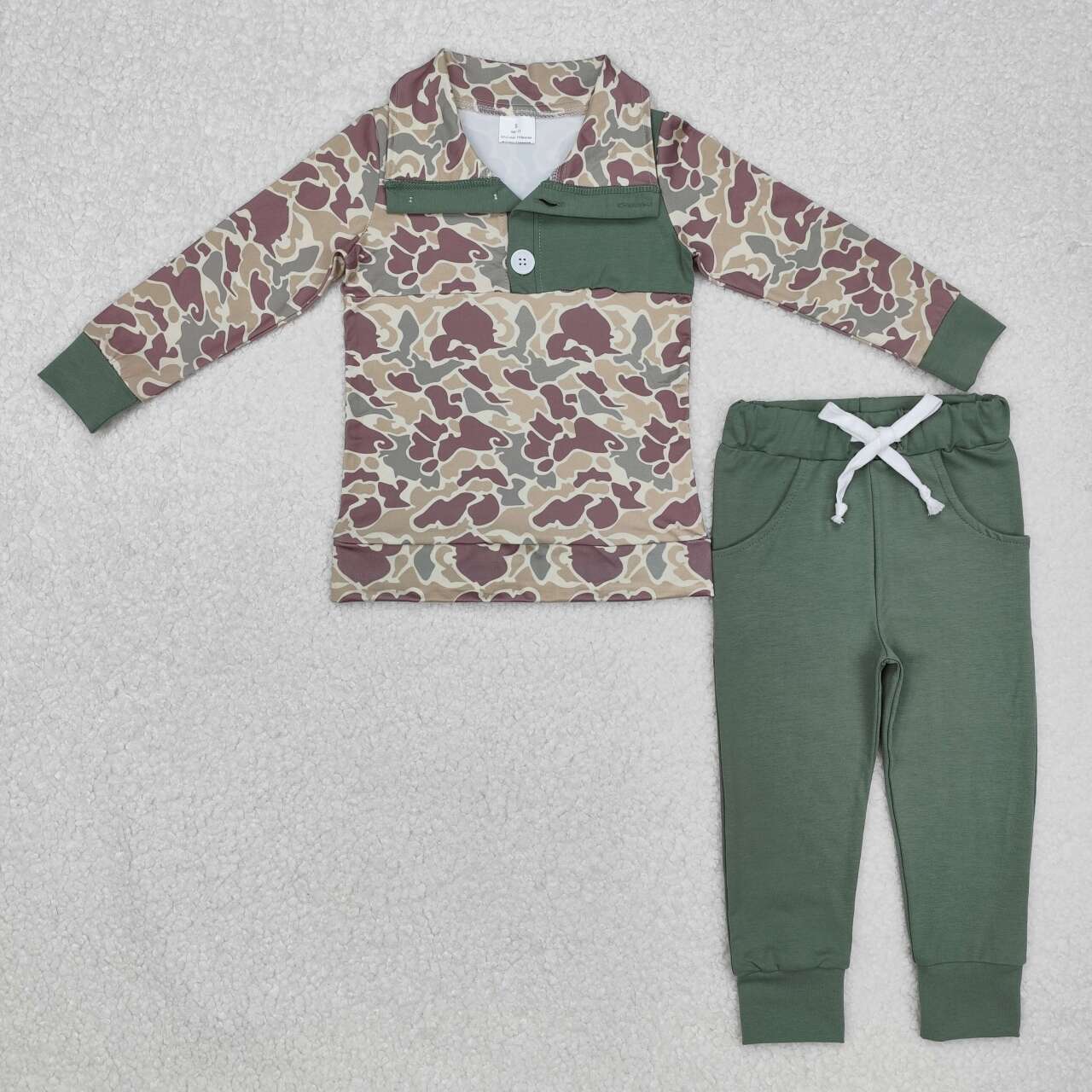 Camo Print Long Sleeve Pants Set