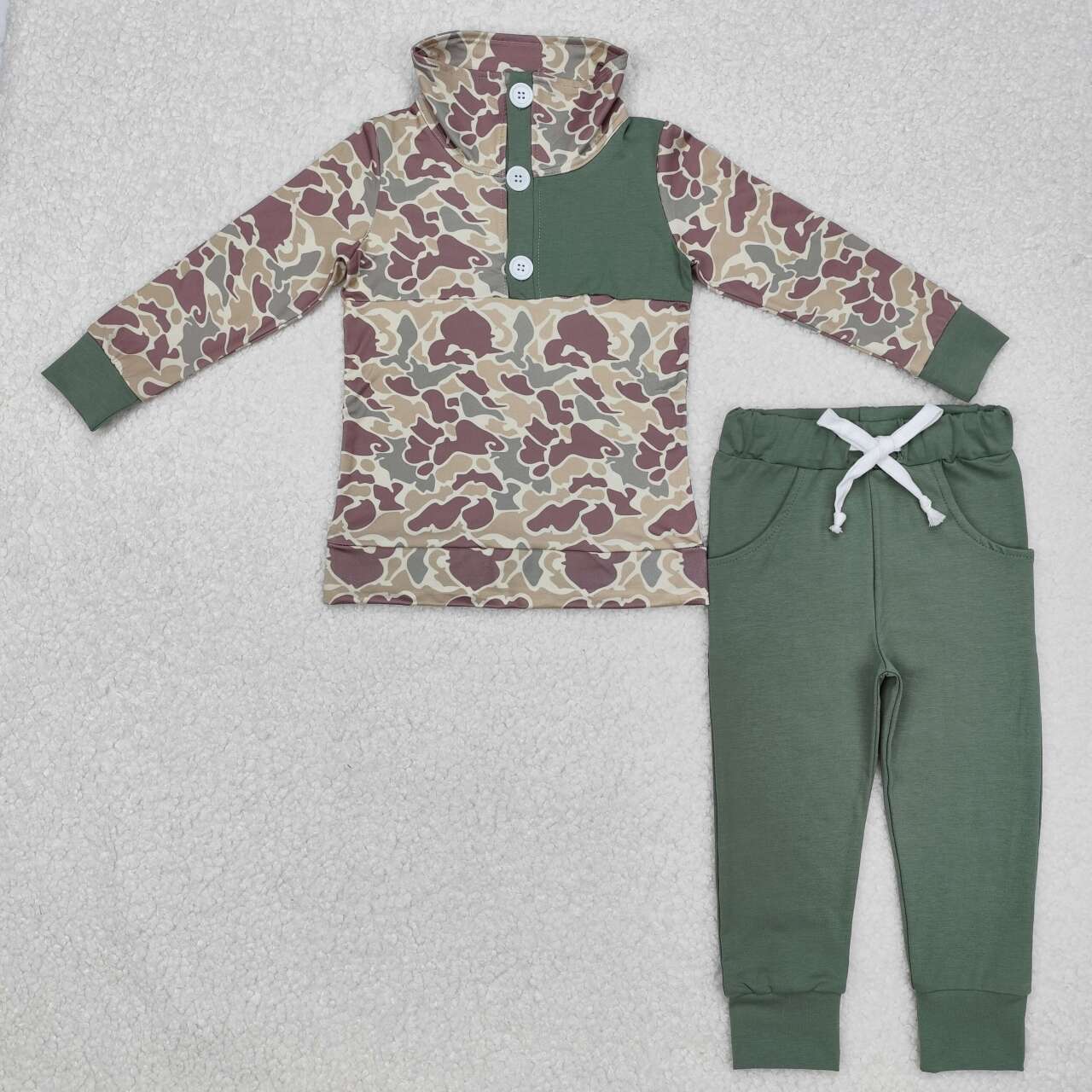 Camo Print Long Sleeve Pants Set