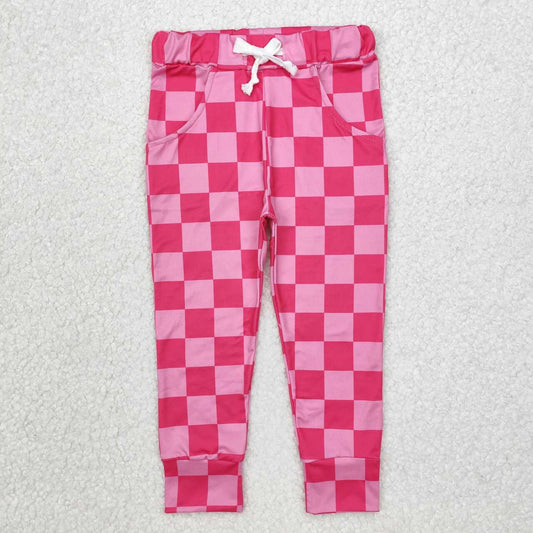 Hot Pink Plaid Print Pants