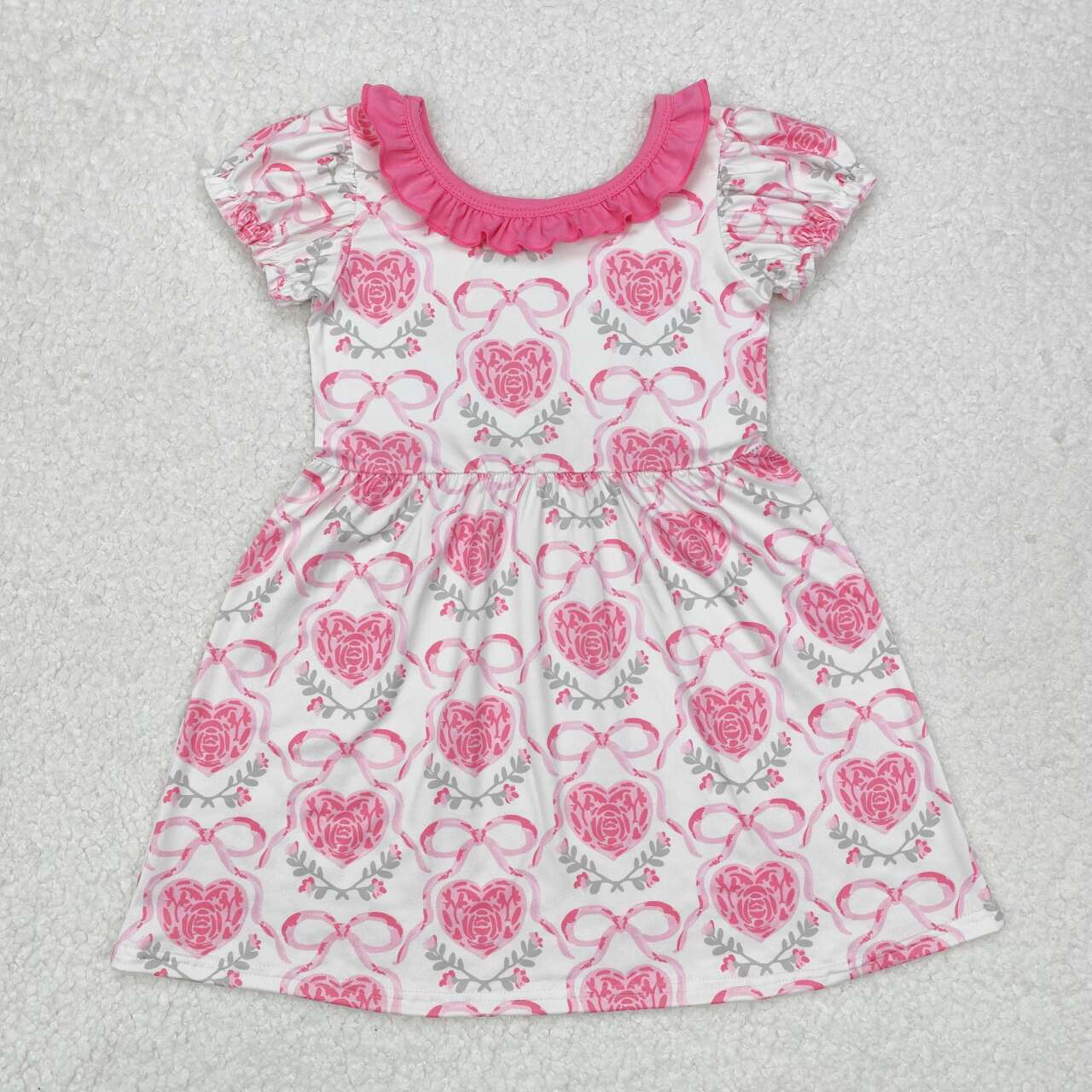 Valentine‘s day Pink Heart Short sleeve Dress