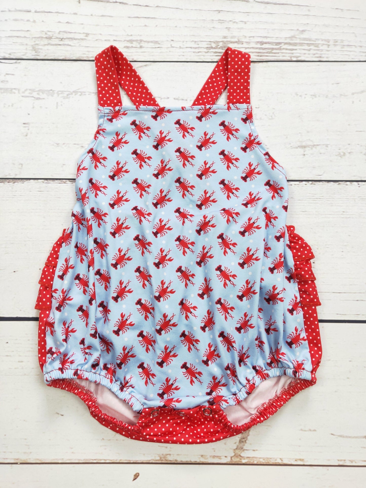 lobster embroidery baby Romper (us warehouse)