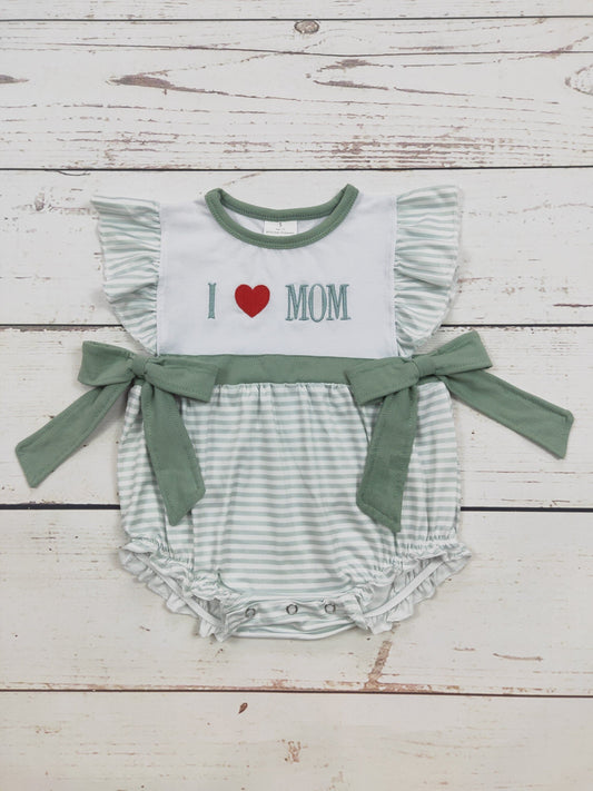 i love mom embroidery baby Romper (us warehouse)