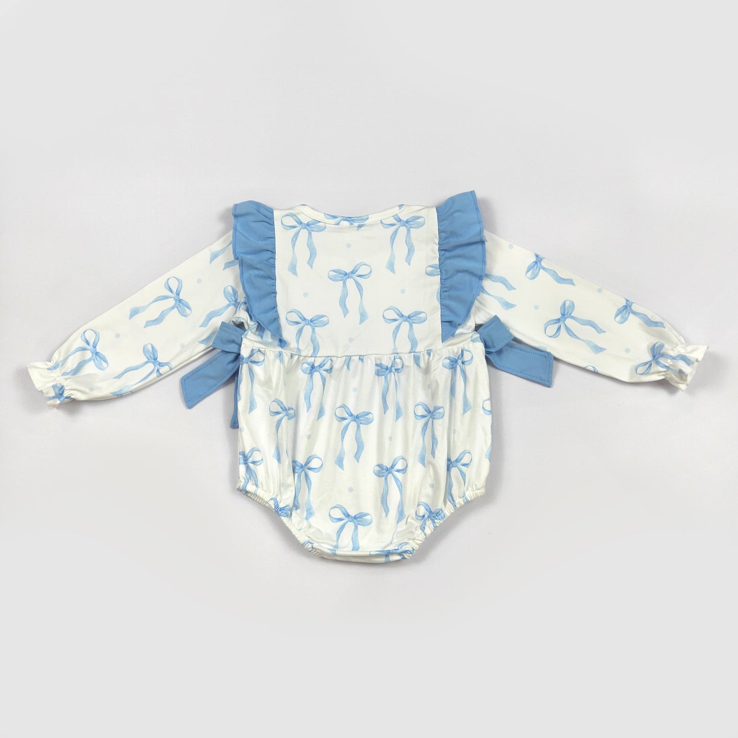 Blue bow Long sleeve Girls baby Romper (us warehouse)