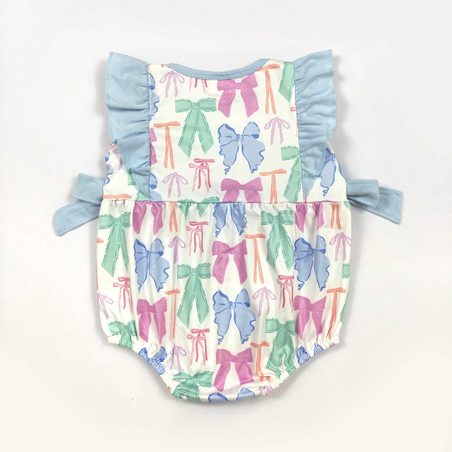 Blue bow Girls baby Romper (us warehouse)