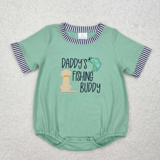 Daddy's Fishing embroidery Baby Romper