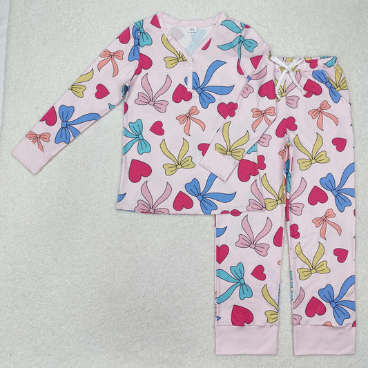 Adult Valentine day Pink Bow Pajamas