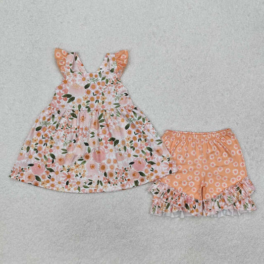 floral short Sleeve girls Suit Summer Set