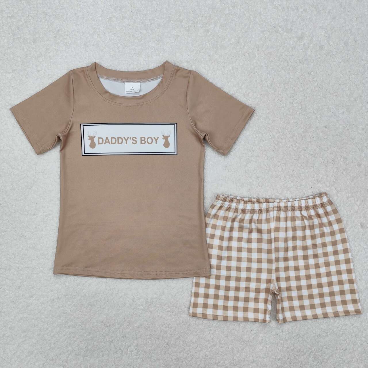 Daddy'S BOY Plaid print short sleeve boy set