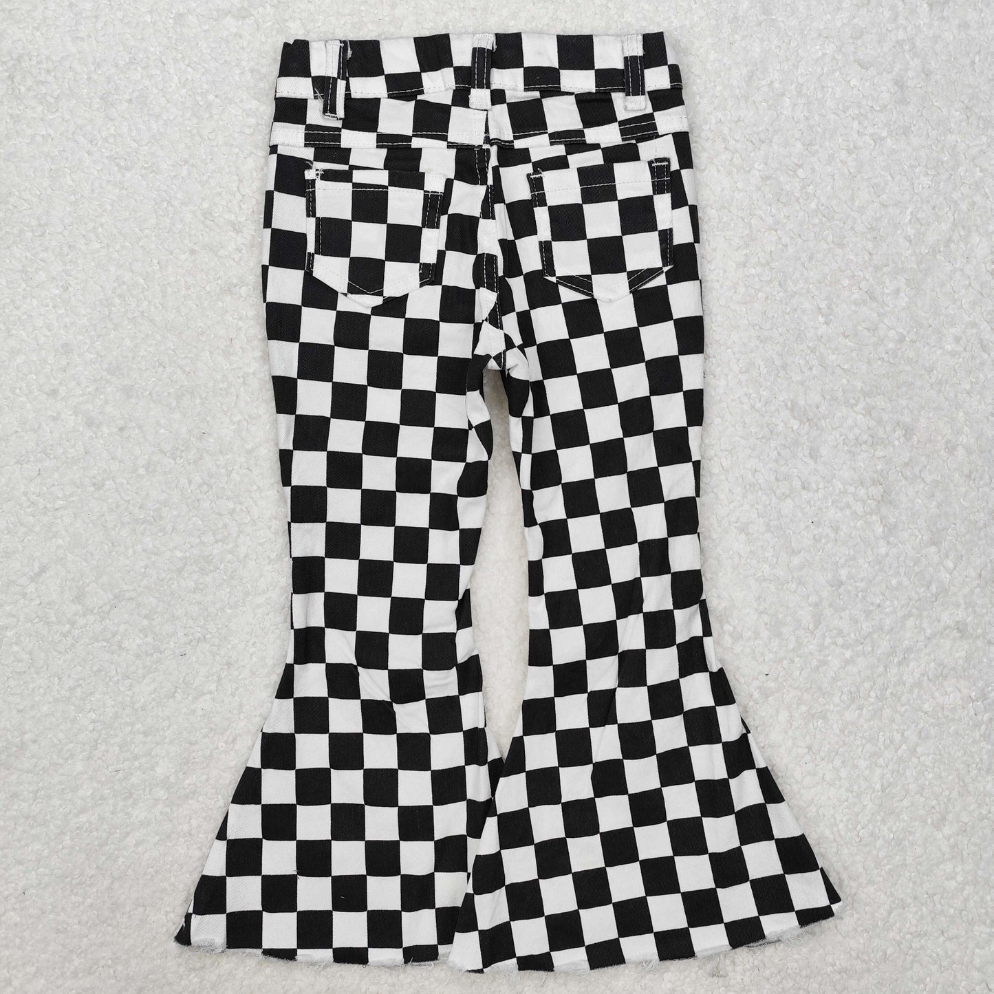 black Plaid Girls Jeans