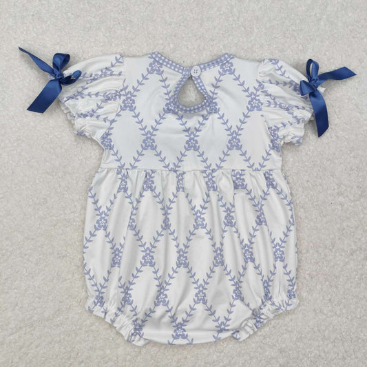 floral embroidery Bow Baby Romper