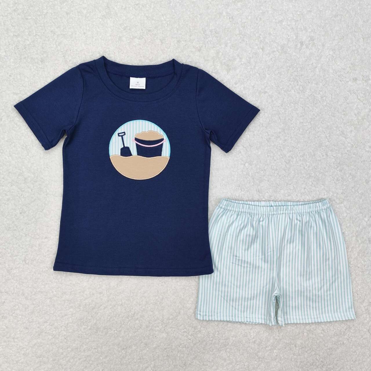 Navy Embroidered beach Boy Set