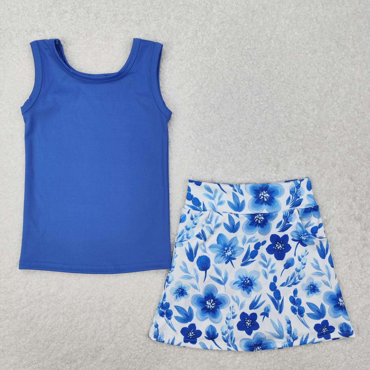 Blue floral sports suit
