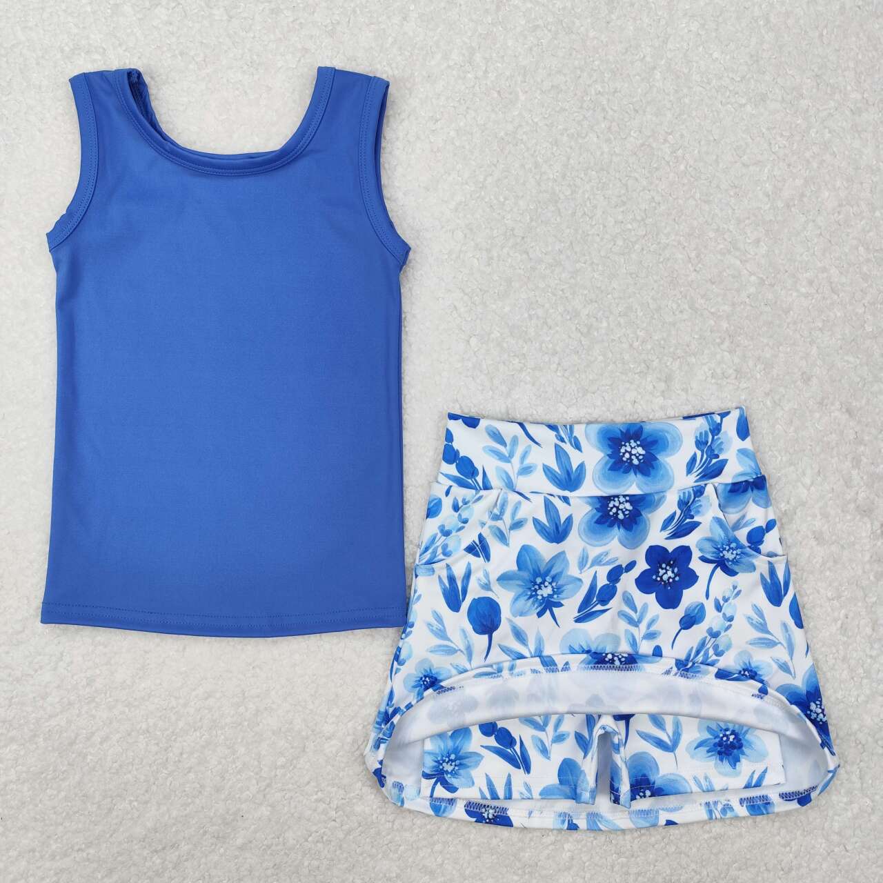 Blue floral sports suit