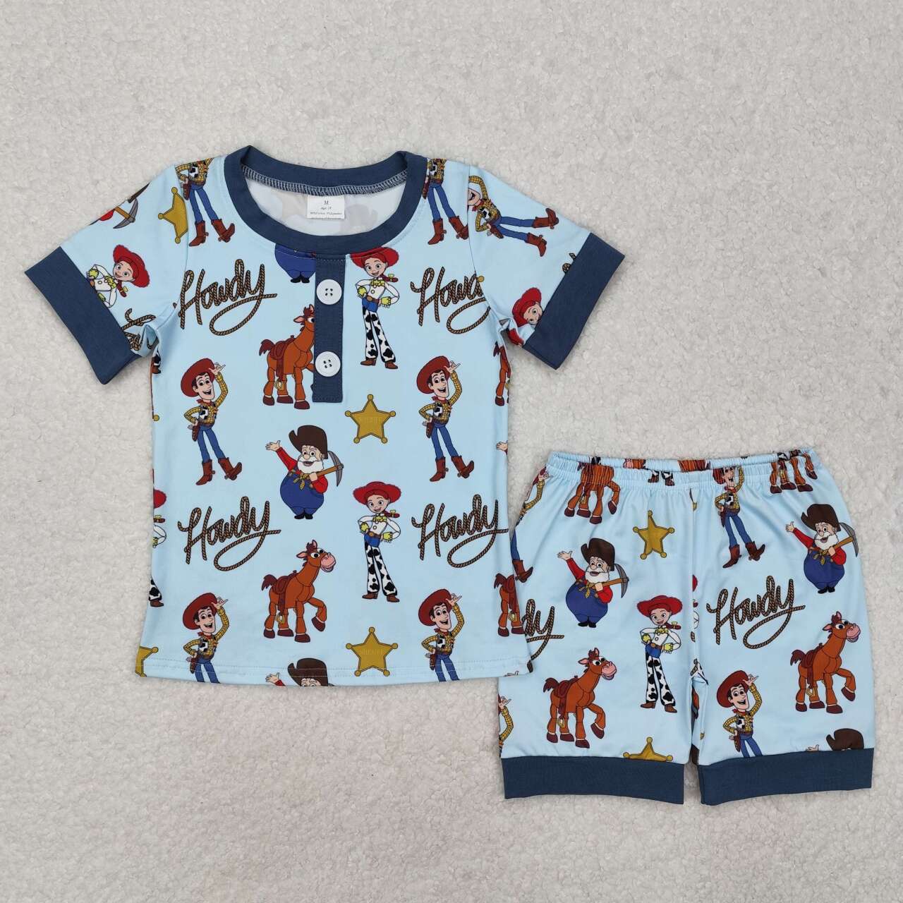Blue Cartoon Print Boy Summer Set