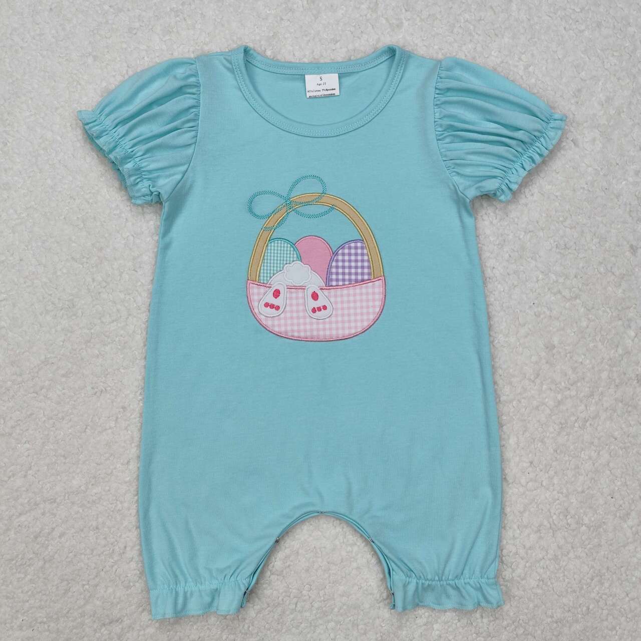 Easter Bunny egg embroidered print Baby Romper