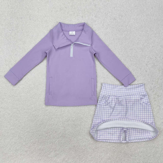 purple plaid sports suit