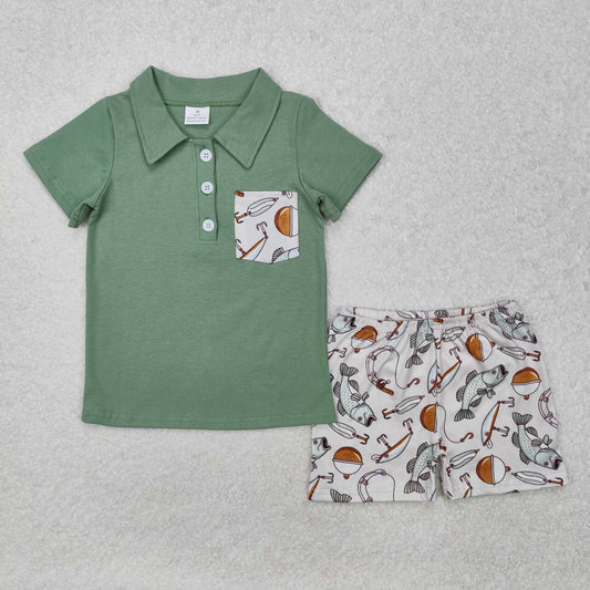 Fish Print Boy Summer Set
