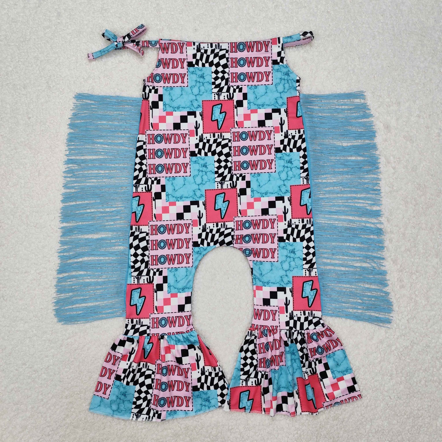 Western Sapphire Pattern with tassel Jumpsuit