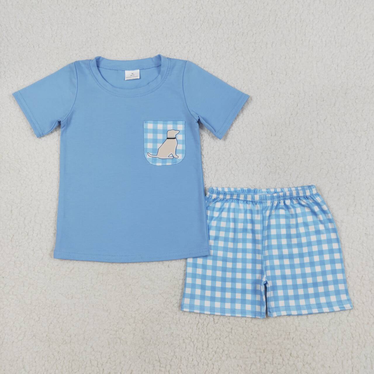 Blue dog with pocket boys Suit Summer Set