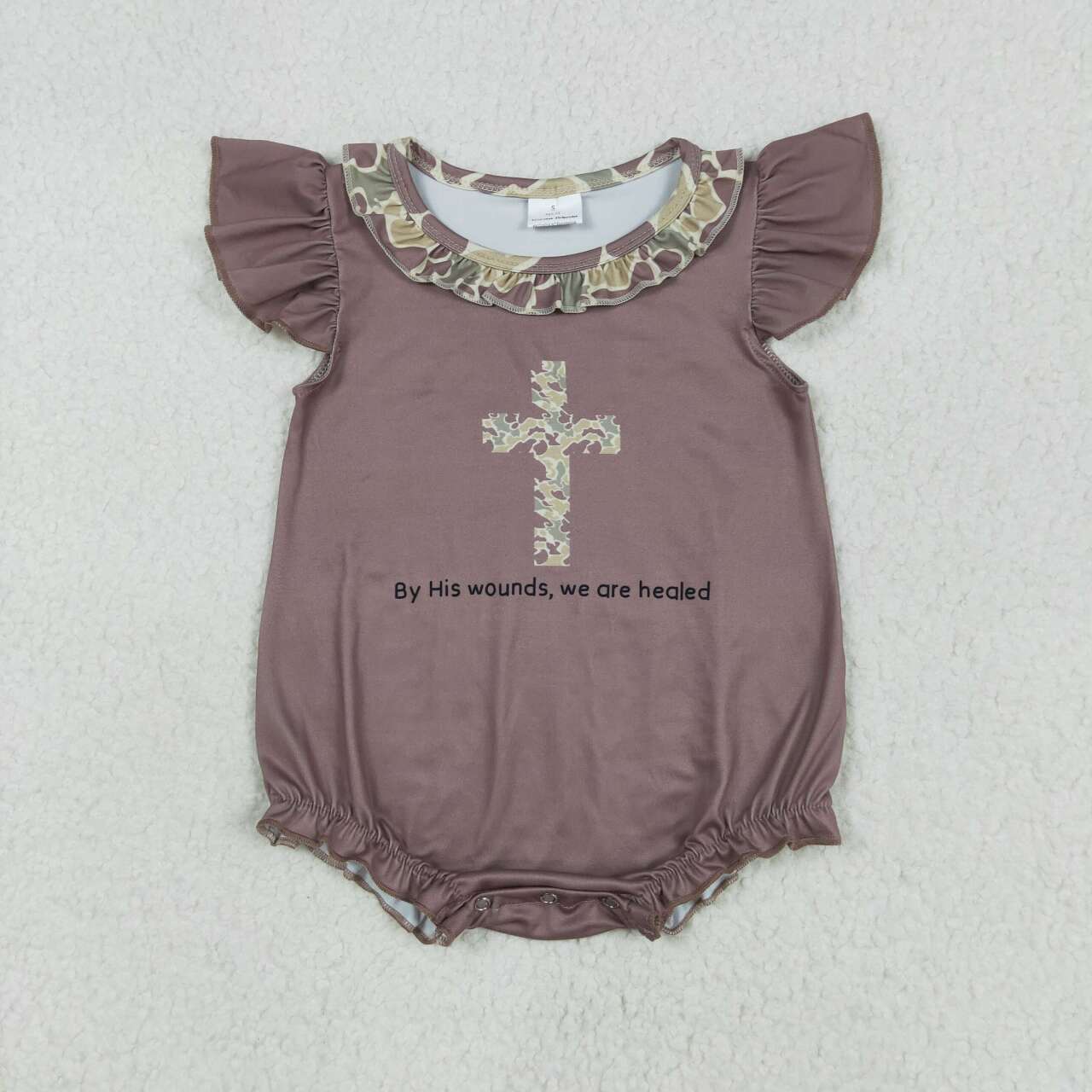 easter camo cross print Baby Romper