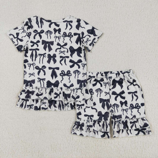 black Bow Stripe Girls Set