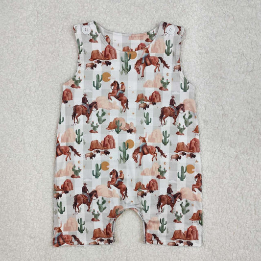 Western Cowboy print Baby Romper