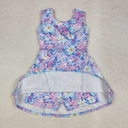 purple floral Print sports skirt