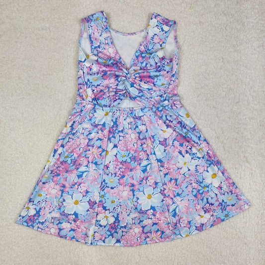 purple floral Print sports skirt