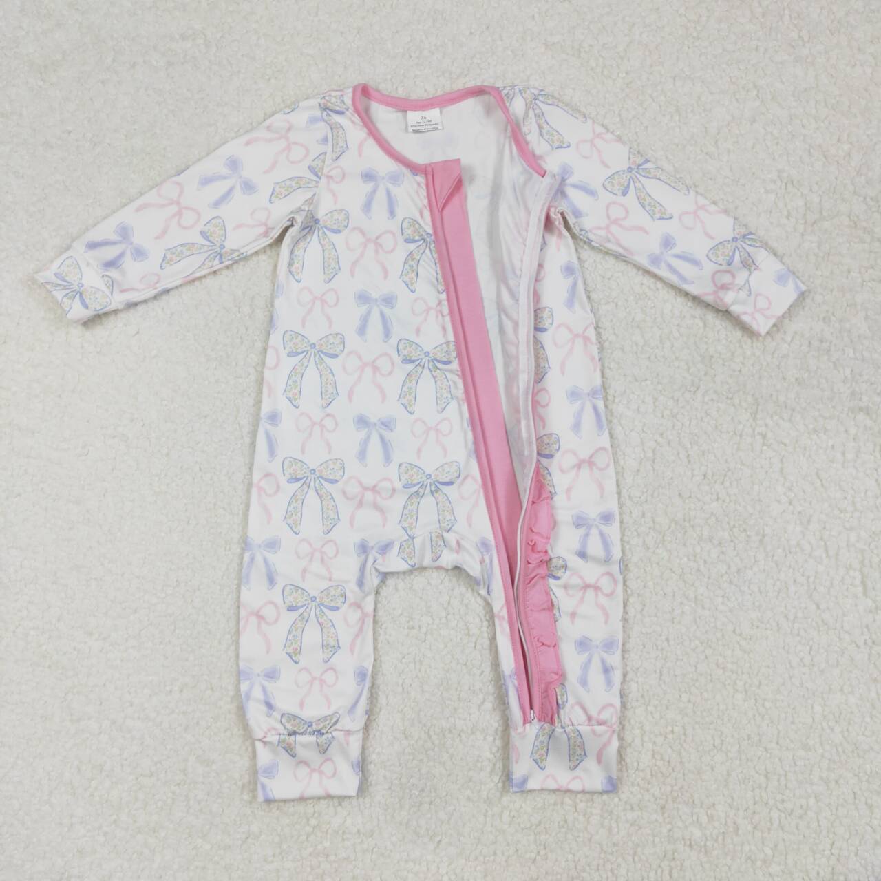 floral Pink bow print Baby Romper