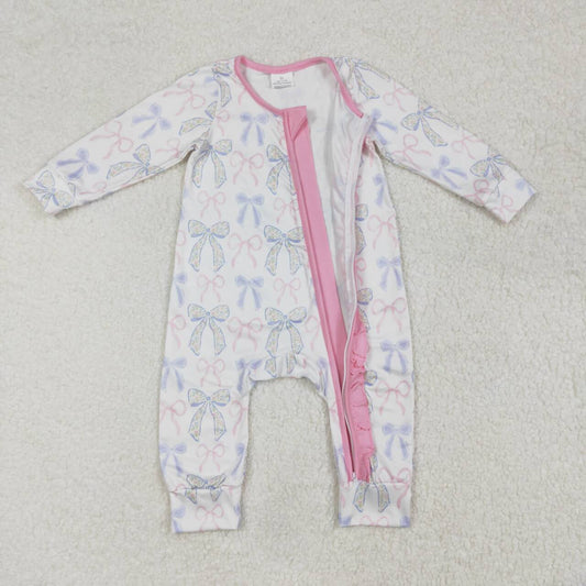 floral Pink bow print Baby Romper