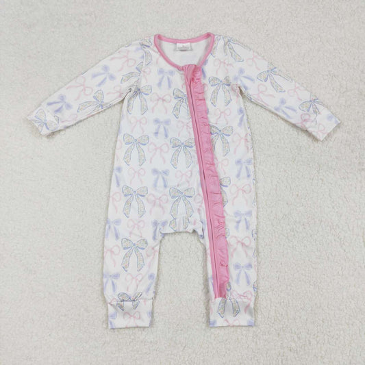 floral Pink bow print Baby Romper