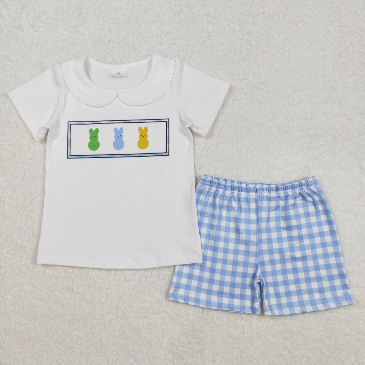 Easter Embroidery Bunny Short sleeve Boy Set