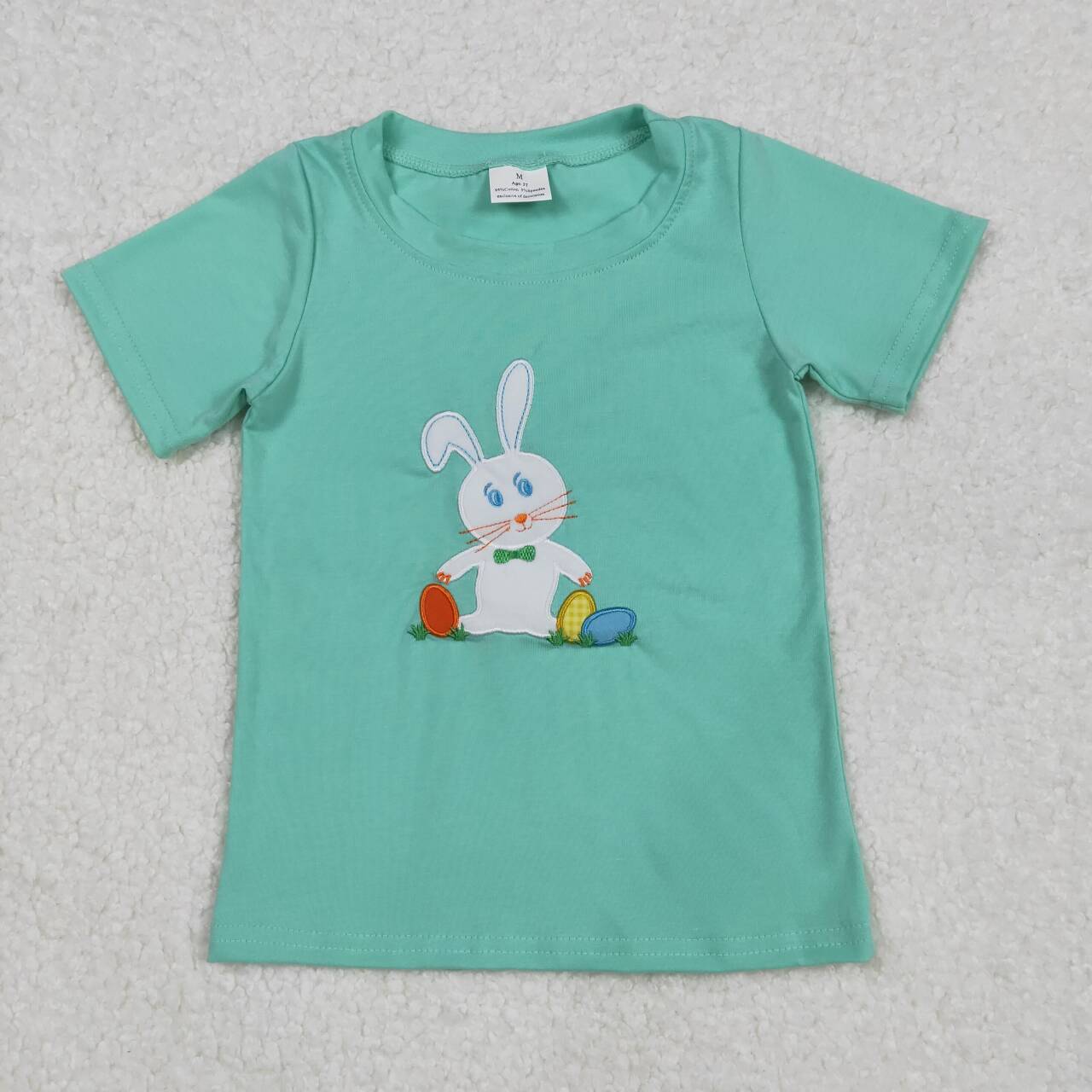 Easter Embroidery Bunny Short Shirt
