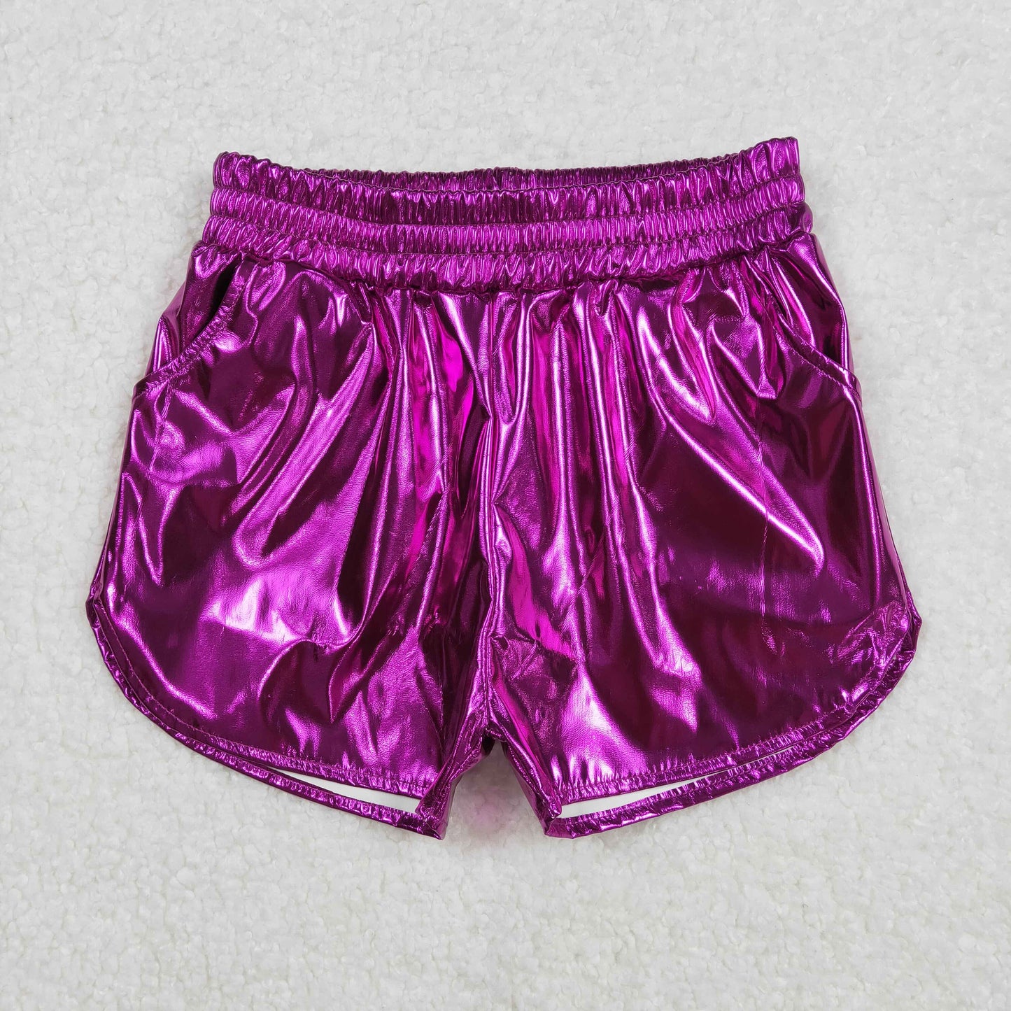 purple Leather Girls Short
