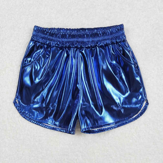 Blue Leather Girls Short